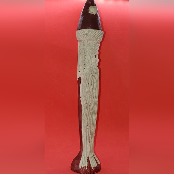 Two Candlestick Style Wooden Santa Claus Figurines - Picture 8 of 10